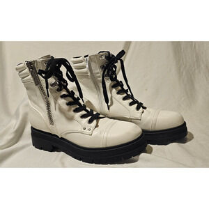 New Nine West Womens Wn juna3 Size 8.5 Ivory Combat Boots